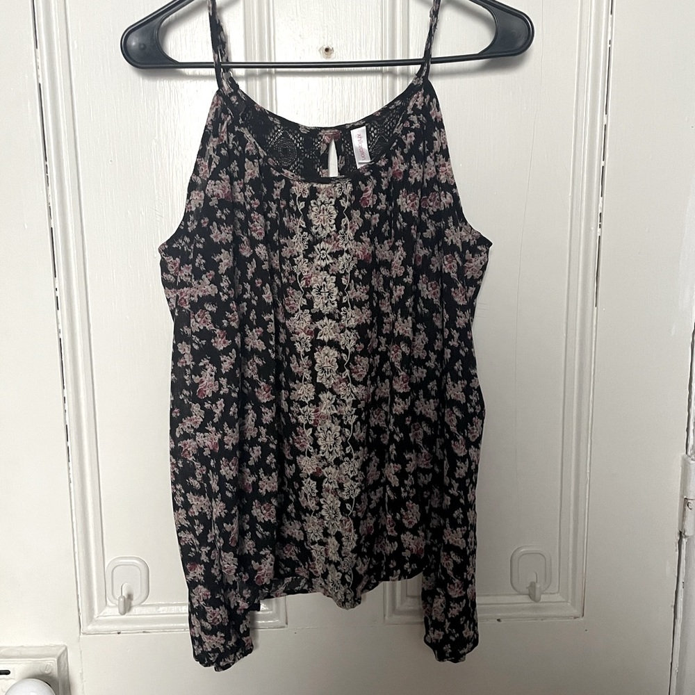 long sleeve floral cold shoulder top